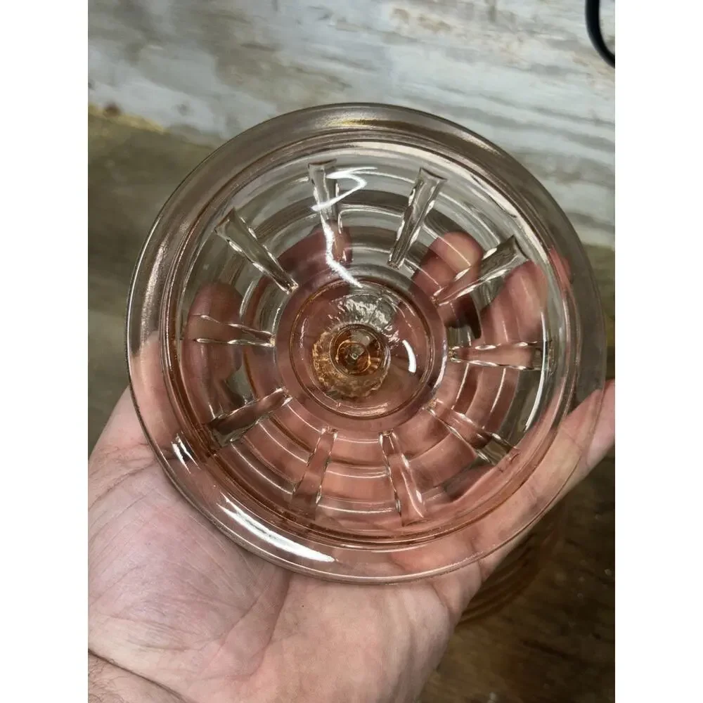 Vintage Anchor Hocking Pink Depression Glass MANHATTAN Pattern Cookie Candy Jar